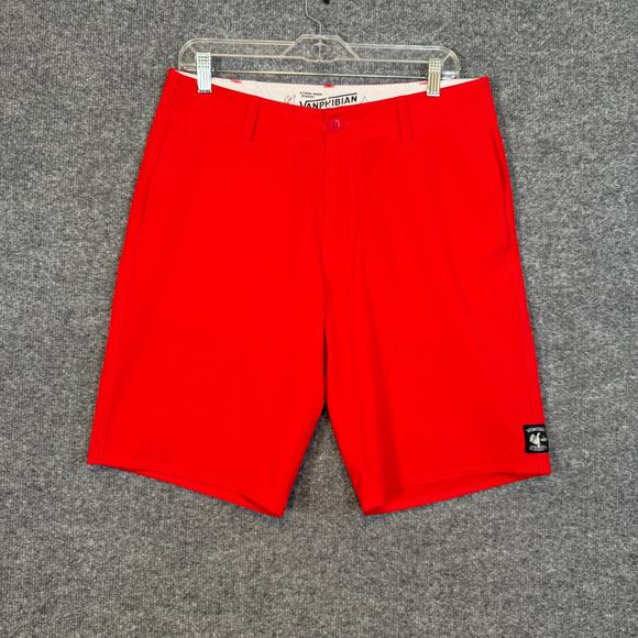 Vans Swim Trunks Mens 32 Red Vanphibians Board Shorts Belt Loops Hybrid Beach - Picture 2 of 8